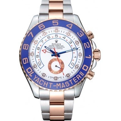 Aaa replica watch 622270 Bracelet Rolex and II Bezel Gold Steel White Dial Blue Rose Stainless Yacht-Master 0730
